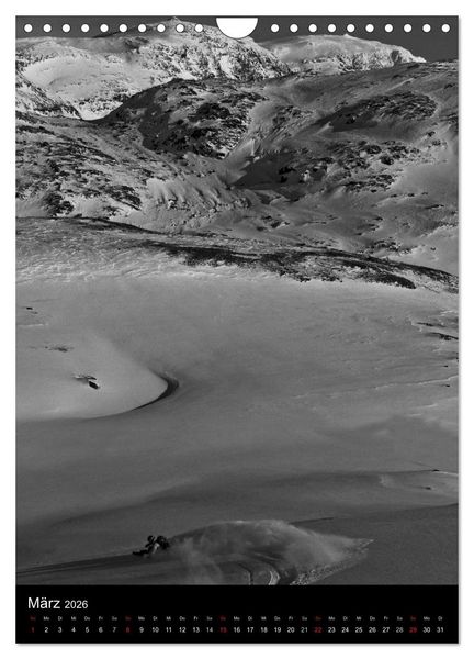 Produktbild: Monochrome Ski (Wandkalender 2026 DIN A4 hoch), CALVENDO Monatskalender