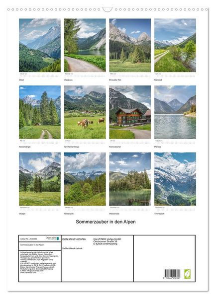 Produktbild: Sommerzauber in den Alpen (Wandkalender 2026 DIN A2 hoch), CALVENDO Monatskalender
