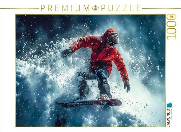 CALVENDO Puzzle Snowboarden, schwarze Abfahrt | 1000 Teile Lege-Größe 64x48cm Foto-Puzzle für glückliche Stunden