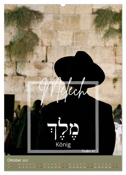Produktbild: Israel und hebr&auml;ische Namen Gottes (hochwertiger Premium Wandkalender 2027 DIN A2 hoch), Kunstdruck in Hochglanz