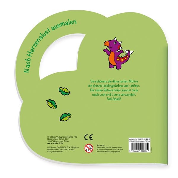 Produktbild: Tr&ouml;tsch Malbuch Stickermalbuch Dino Malspa&szlig;