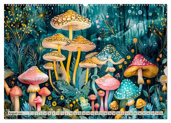 Produktbild: Zauberwelt der Pilze - Fantasievolle Pilze im verwunschenen Wald (Wandkalender 2026 DIN A2 quer), CALVENDO Monatskalender