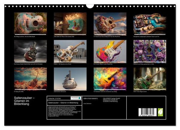 Produktbild: Saitenzauber &ndash; Gitarren im Bilderklang (Wandkalender 2026 DIN A3 quer), CALVENDO Monatskalender