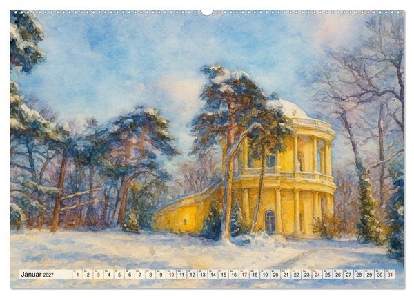Produktbild: Potsdam &ndash; Historische Ansichten im Aquarellstil (hochwertiger Premium Wandkalender 2027 DIN A2 quer), Kunstdruck in Hochglanz