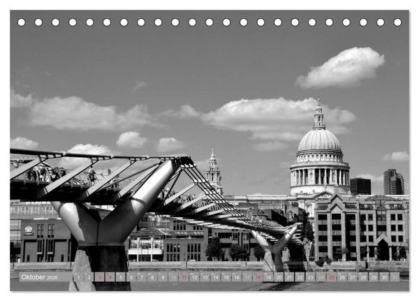 Produktbild: London in Schwarz-Wei&szlig; (Tischkalender 2026 DIN A5 quer), CALVENDO Monatskalender