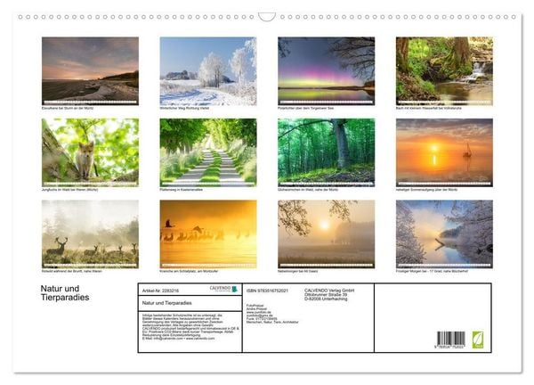 Produktbild: Natur und Tierparadies (Wandkalender 2027 DIN A2 quer), CALVENDO Monatskalender
