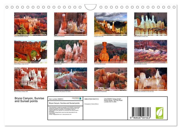 Produktbild: Bryce Canyon, Sunrise and Sunset points (Wall Calendar 2026 DIN A4 landscape), CALVENDO 12 Month Wall Calendar