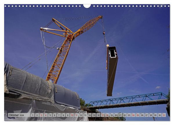 Produktbild: Die Saalequerung Salzm&uuml;nde &ndash; Br&uuml;ckenbau der A143 (Wandkalender 2026 DIN A3 quer), CALVENDO Monatskalender