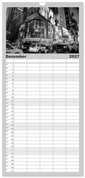 Produktbild: Familienplaner 2027 - New York &ndash; The Big Apple mit 5 Spalten (Wandkalender, 21 x 45 cm) CALVENDO