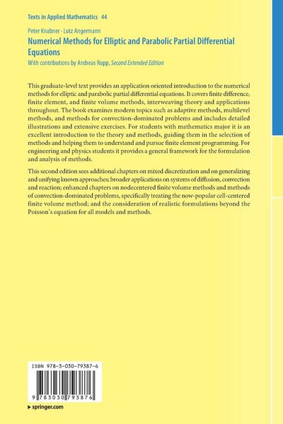 Produktbild: Numerical Methods for Elliptic and Parabolic Partial Differential Equations