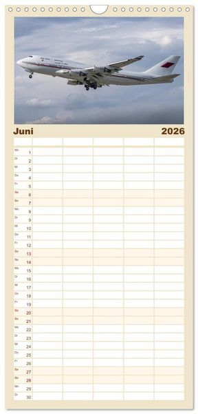 Produktbild: Familienplaner 2026 - Boeing 747 Kalender mit 5 Spalten (Wandkalender, 21 x 45 cm) CALVENDO