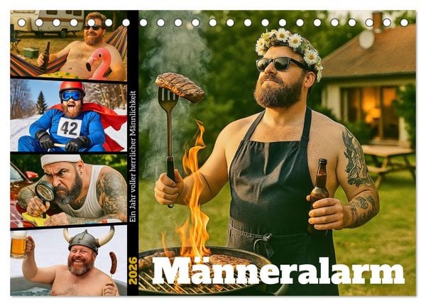 Produktbild: M&auml;nneralarm - Ein Jahr voller herrlicher M&auml;nnlichkeit (Tischkalender 2026 DIN A5 quer), CALVENDO Monatskalender
