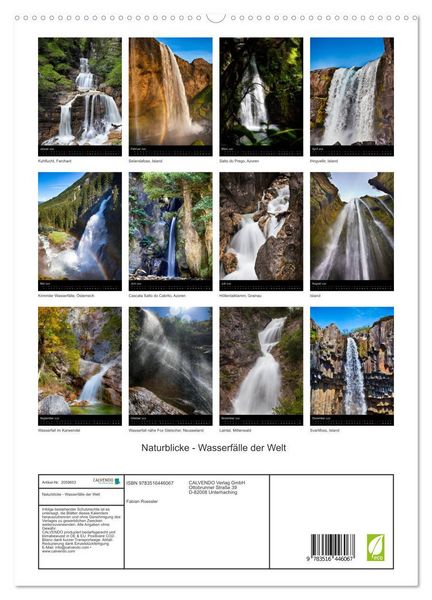 Produktbild: Naturblicke - Wasserf&auml;lle der Welt (hochwertiger Premium Wandkalender 2026 DIN A2 hoch), Kunstdruck in Hochglanz