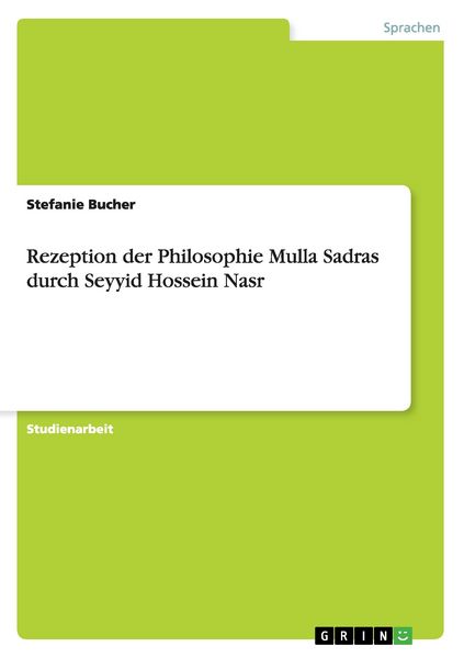 Produktbild: Rezeption der Philosophie Mulla Sadras durch Seyyid Hossein Nasr