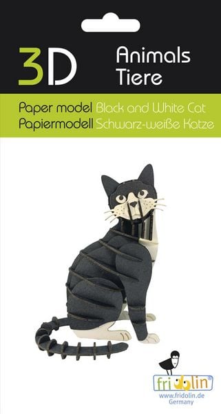 3D-Modell, Katze schwarz/weiß