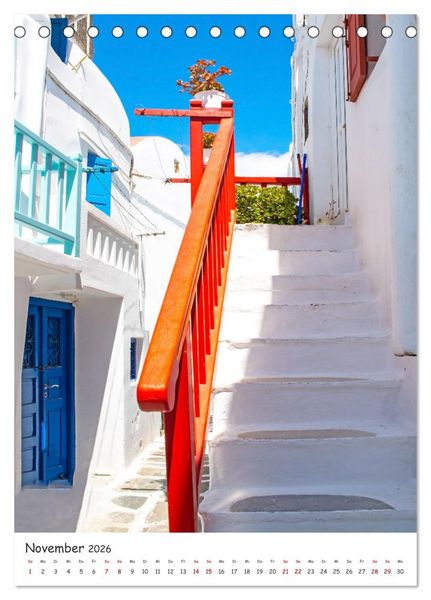 Produktbild: Treppauf, treppab in den Altstadtgassen von Mykonos (Tischkalender 2026 DIN A5 hoch), CALVENDO Monatskalender