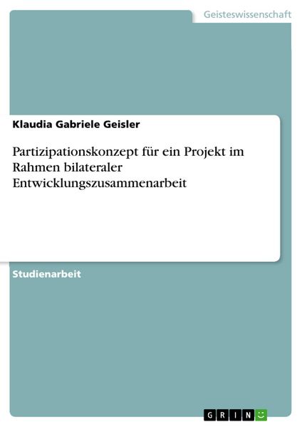 Produktbild: Partizipationskonzept f&uuml;r ein Projekt im Rahmen bilateraler Entwicklungszusammenarbeit