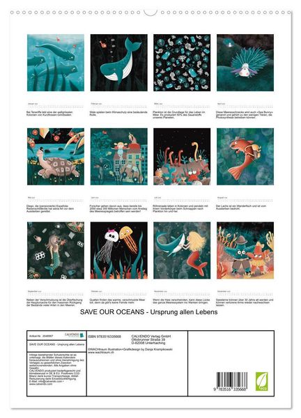 Produktbild: SAVE OUR OCEANS - Ursprung allen Lebens (hochwertiger Premium Wandkalender 2026 DIN A2 hoch), Kunstdruck in Hochglanz