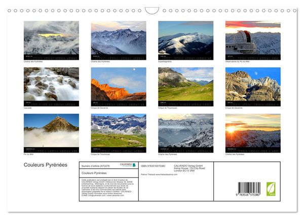 Produktbild: Couleurs Pyr&eacute;n&eacute;es (Calendrier mural 2026 DIN A3 vertical), CALVENDO calendrier mensuel