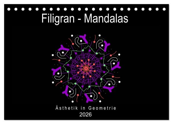 Produktbild: Filigran - Mandalas (Tischkalender 2026 DIN A5 quer), CALVENDO Monatskalender
