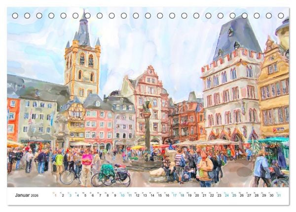 Produktbild: Trier - Illustrationen in Aquarell (Tischkalender 2026 DIN A5 quer), CALVENDO Monatskalender