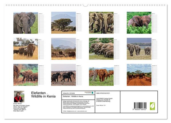 Produktbild: Elefanten . Wildlife in Kenia (hochwertiger Premium Wandkalender 2026 DIN A2 quer), Kunstdruck in Hochglanz