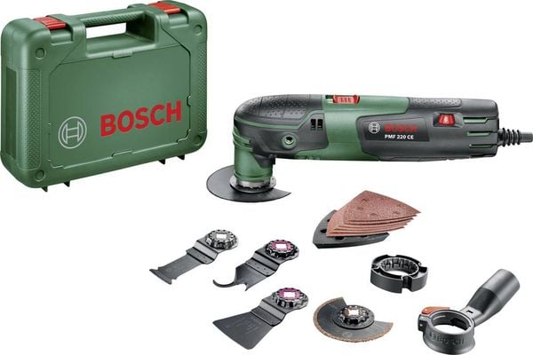 Bosch Home and Garden PMF 220 CE Set 0603102001 Multifunktionswerkzeug mit Zubehör, inkl. Koffer 16teilig 220 W