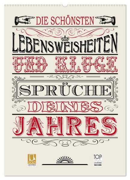 Produktbild: Die sch&ouml;nsten Lebensweisheiten Typo - Kalender (Wandkalender 2026 DIN A2 hoch), CALVENDO Monatskalender