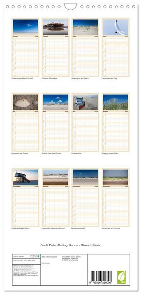 Produktbild: Familienplaner 2026 - Sankt Peter-Ording. Sonne - Strand - Meer mit 5 Spalten (Wandkalender, 21 x 45 cm) CALVENDO