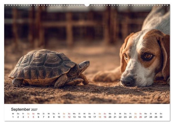 Produktbild: Beste Freunde - ein tierisch buntes Miteinander (hochwertiger Premium Wandkalender 2027 DIN A2 quer), Kunstdruck in Hochglanz