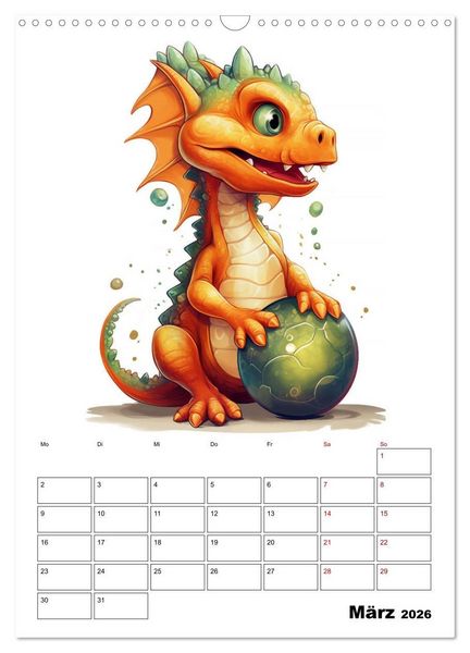 Produktbild: Niedliche Drachen (Wandkalender 2026 DIN A3 hoch), CALVENDO Monatskalender