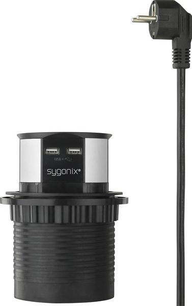 Produktbild: Sygonix SY-4780156 Steckdosenturm Schwarz, Silber Schutzkontakt 1St.