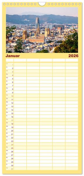 Produktbild: Familienplaner 2026 - Barcelona - Die wundersch&ouml;ne Hauptstadt Kataloniens. mit 5 Spalten (Wandkalender, 21 x 45 cm) CALVENDO