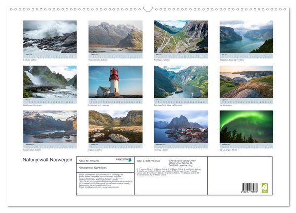 Produktbild: Naturgewalt Norwegen (Wandkalender 2026 DIN A2 quer), CALVENDO Monatskalender