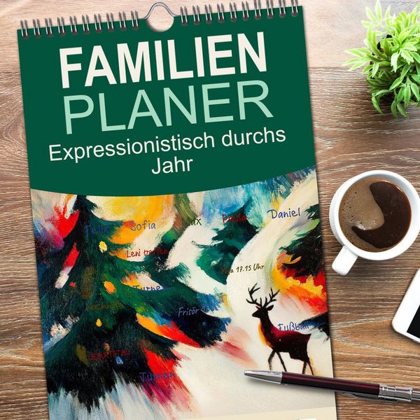 Produktbild: Familienplaner 2026 - Expressionistisch durchs Jahr mit 5 Spalten (Wandkalender, 21 x 45 cm) CALVENDO