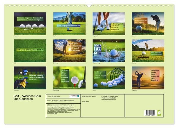 Produktbild: Golf - zwischen Gr&uuml;n und Gedanken (Wandkalender 2027 DIN A2 quer), CALVENDO Monatskalender