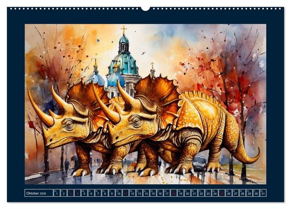 Produktbild: Dinosaurier erobern die Welt zur&uuml;ck (hochwertiger Premium Wandkalender 2026 DIN A2 quer), Kunstdruck in Hochglanz