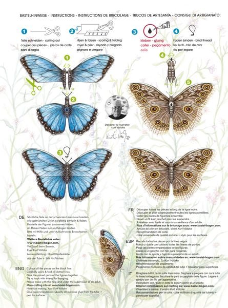 Produktbild: Schmetterlinge basteln aus Papier zum Aufh&auml;ngen Bastelbogen
