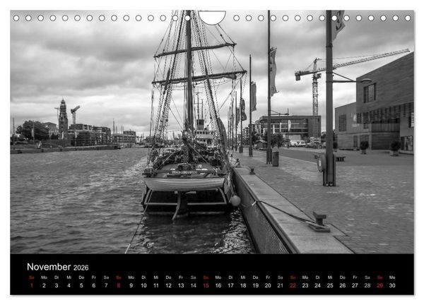 Produktbild: Bremerhaven - Blickpunkte Schwarzwei&szlig; (Wandkalender 2026 DIN A4 quer), CALVENDO Monatskalender