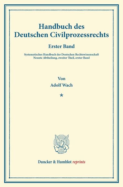 Produktbild: Handbuch des Deutschen Civilprozessrechts.