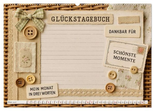 Produktbild: L&auml;cheln sammeln - Dein pers&ouml;nlicher Gl&uuml;ckskalender zum Mitgestalten (Wandkalender 2027 DIN A2 quer), CALVENDO Monatskalender