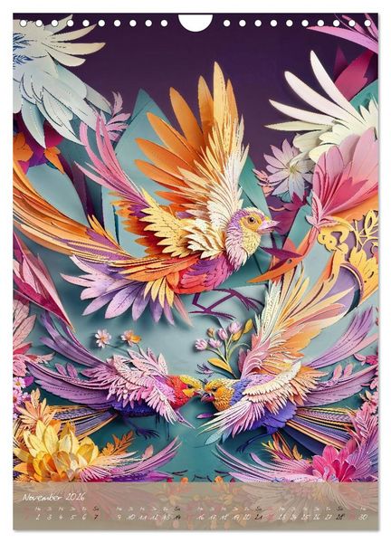 Produktbild: Papierv&ouml;gel - Digitale Kunst (Wandkalender 2026 DIN A4 hoch), CALVENDO Monatskalender