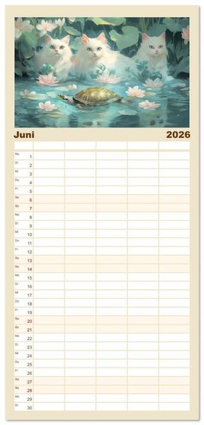 Produktbild: Familienplaner 2026 - Verspieltheit und Harmonie mit 5 Spalten (Wandkalender, 21 x 45 cm) CALVENDO