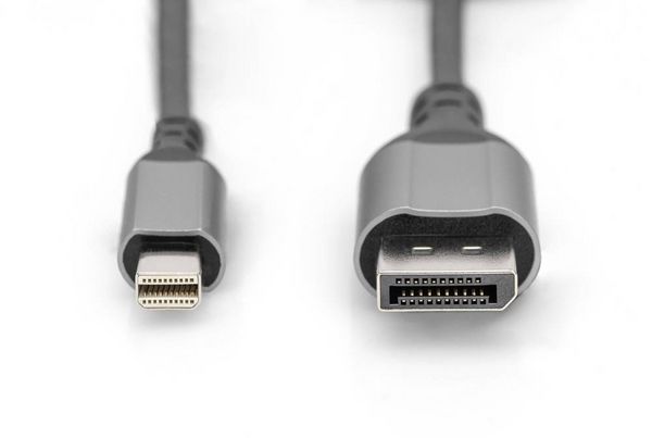 Produktbild: Digitus DisplayPort / Mini-DisplayPort Anschlusskabel DisplayPort Stecker, Mini DisplayPort Stecker 2 m Schwarz DB-340106-020-S Geschirmt