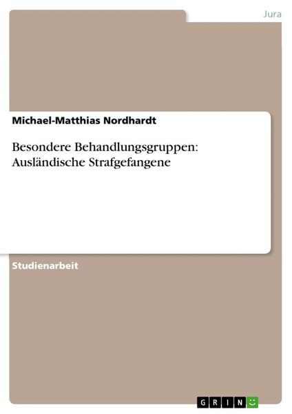Besondere Behandlungsgruppen: Ausländische Strafgefangene, Taschenbuch von Michael-Matthias Nordhardt, GRIN, 9783638952095
