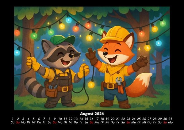 Produktbild: Rocco & Finn - Auf dem Weg zum Elektriker 2026 Fotokalender DIN A3