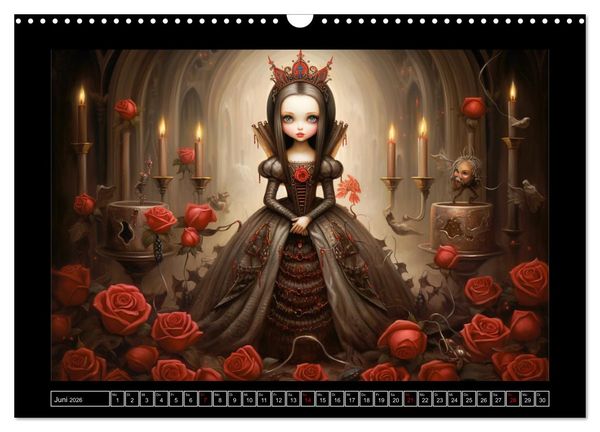 Produktbild: Little Gothic Queens. Surrealistische Illustrationen (Wandkalender 2026 DIN A3 quer), CALVENDO Monatskalender