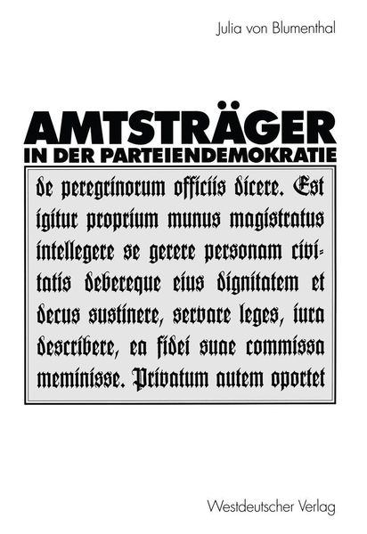 Produktbild: Amtstr&auml;ger in der Parteiendemokratie
