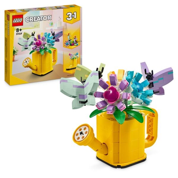 LEGO Creator 3in1 31149 Gießkanne mit Blumen, baubare Deko mit 3 Modellen