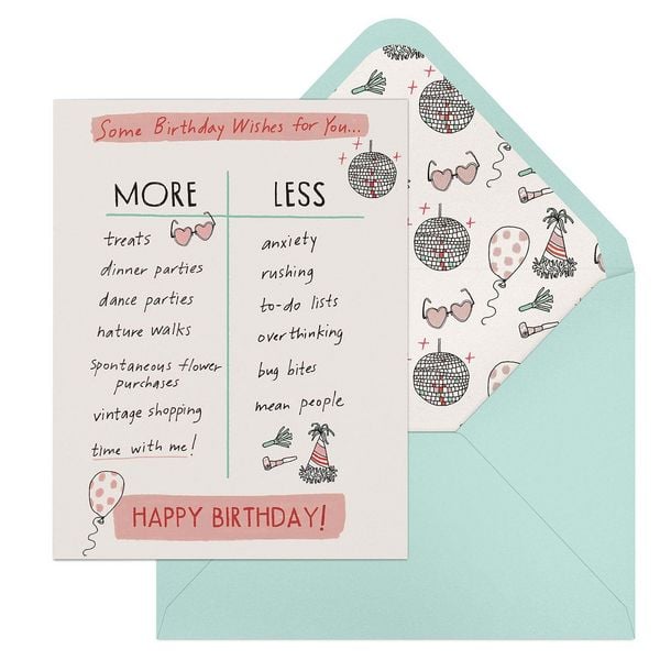 Produktbild: 6-Pack Em & Friends Julia Rothman Birthday More/Less Greeting Cards